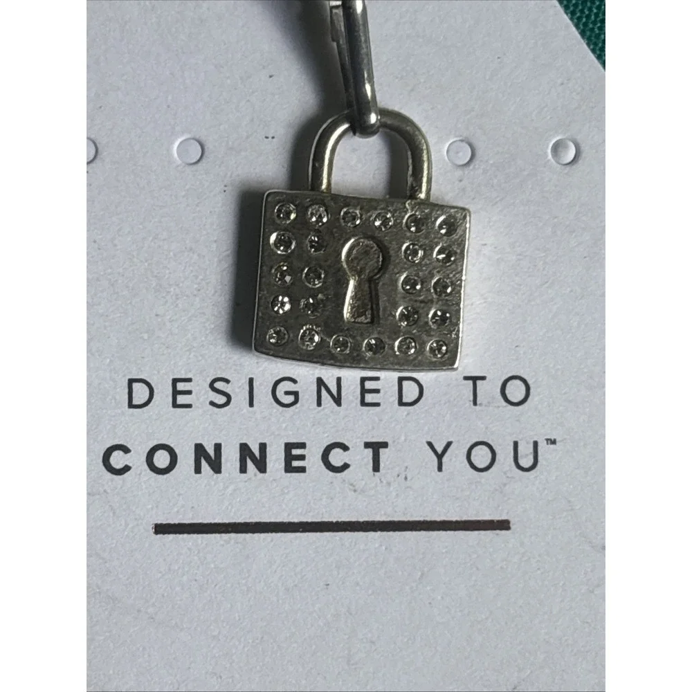 Alex & Ani 925 Sterling Silver Lock Slider Silver Tone Charm Pendant 1/3